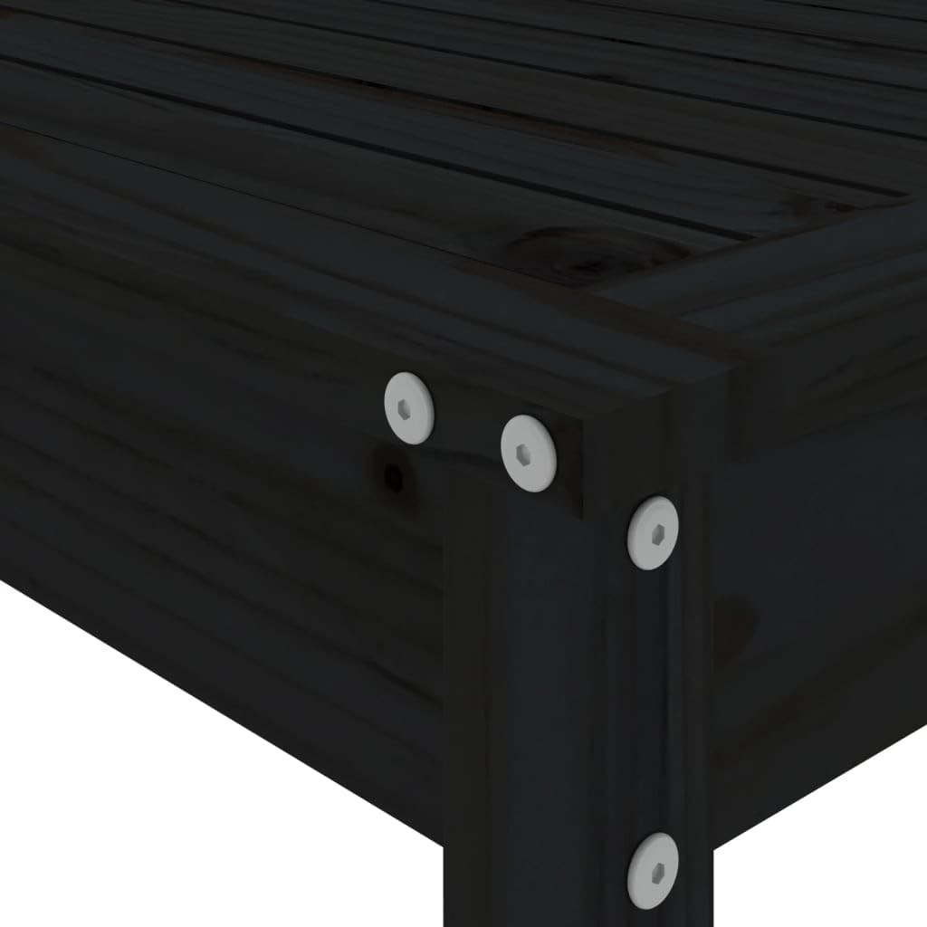 Juego de barra de jardín de madera de pino maciza, 5 piezas, color negro, para terraza, balcón, exterior, taburete de bar y mesa de bar con mesa estable, cómodos taburetes de bar, diseño