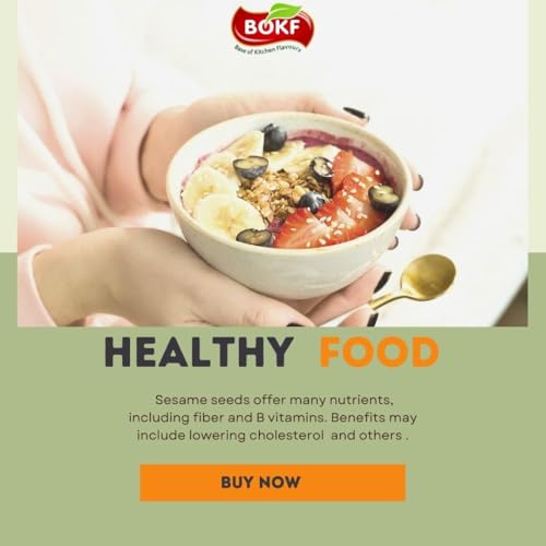 Image of BOKF Black & White Sesame Seeds | Natural, Unpolished Til | High in Calcium & Iron | Ideal for Cooking, Chutneys, Ladoos & Baking | Gluten-Free, Vegan (White Till)