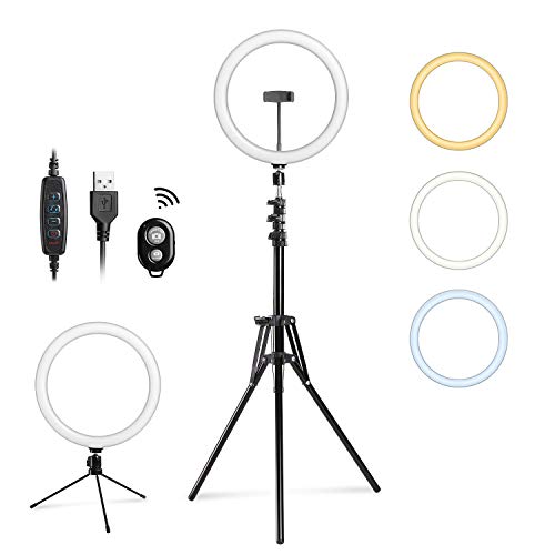 Entil 12 Selfie Light Ring Light Mini LED Camera Lighting with Tripod and Cell Phone Stand for Video Shooting/Photography Livestream Beauty in Home Office Outdoor, Compatible with iOs Android