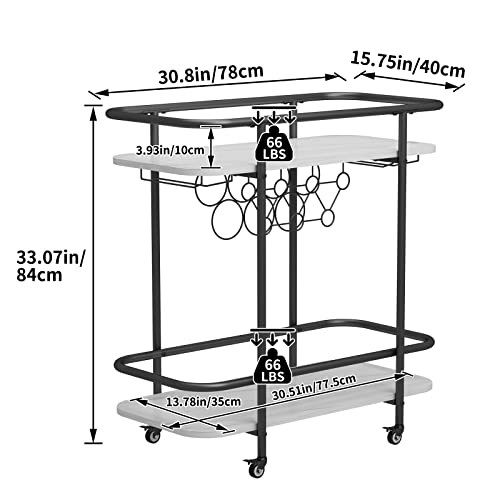 Benoss Black Home Bar Cart On Wheels, Mobile Serving Wine Cart With Glass Holder And Wine Rack, Modern Rolling Drink Trolley For Coffee Tea Wine, Beverage Bar Cart For Dinning Room Kitchen Party Black #TOP3