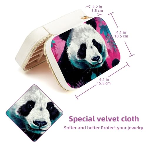Boîte à bijoux de voyage en velours panda avec compartiments - 6