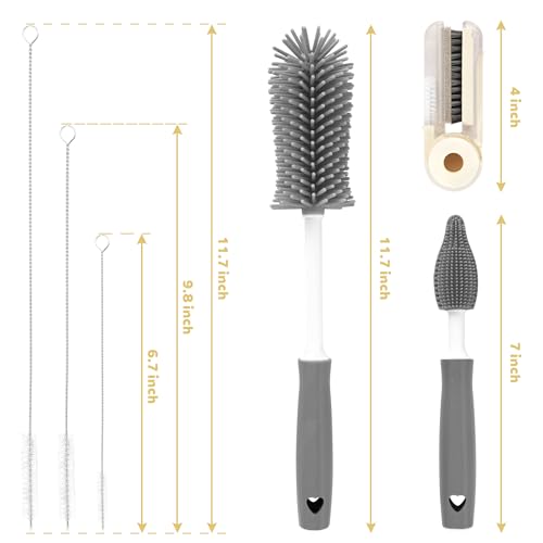 Image of Sosmar 6 Pack Water Bottle Cleaner, Stanley Cup Cleaner Brush Kit with Long Silicone Bottle Brush, 3 Size Straw Cleaner Brush, 4 in 1 Bottle Gap Cleaner for Tumbler, Sports Water Bottle