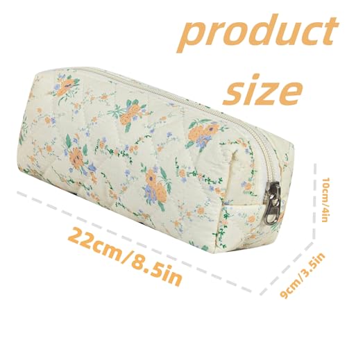 Image of Carry bloom Pencil Pouch Cute Pencil Case for Girls Aesthetic Pencil Bag with Zipper Pen Cases School Supplies Makeup Bag (8 flower orange)