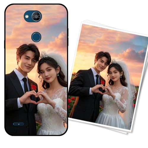 WUACYEAMING Funda Personalizada para LG X Power 3 Carcasa Custom Antigolpes/Antirrayaduras con Diseño de Fotos+Textos - Regalo para Graduaciones/Nacimientos/AniversariosNegro Noche