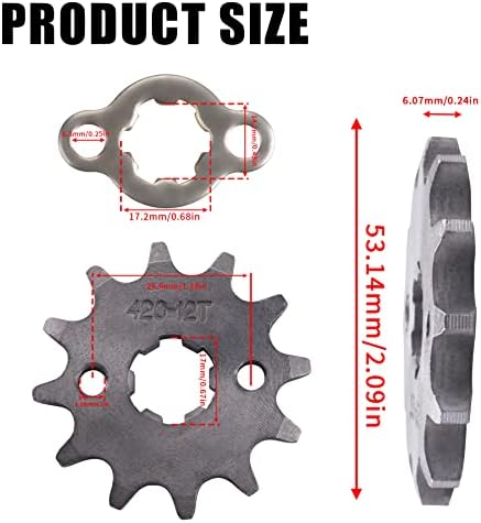 420 12T 17mm Motorcycle Front Engine Sprocket Compatible with 125 140 150 160cc Honda TaoTao Loncin Roketa Coolster Sunl Lifan Chinese ATV Quad Dirt Bike