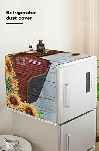 Coffee Table Cloth Dustproof Cover With Pockets Farmhouse Sunflower Sheep Tablecloth Bedside Table Micro-Wave Oven Protector Rustic Style Farm Barn Animal Floral Tablecover Machine Dustcover 13" X 36" #TOP2