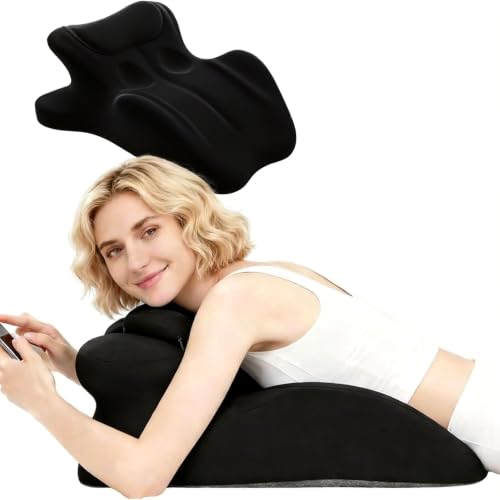 MOLERFO Ergonomic 27° Memory Foam Wedge Pillow for Back and Shoulder Support, Reduces Arm Pressure, Comfortable Support Cushion for Lounging, Reading, Watching TV, and Relaxation (Black)