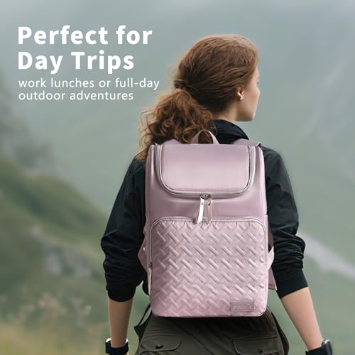 Image of Cooler Backpack Insulated Leak Proof 33 Cans, Waterproof Hiking Backpack Cooler Soft Cooler Bag Lunch Backpack for Women Picnic Camping Beach, Purple
