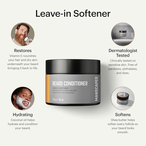 MANSCAPED® Beard Conditioner, Leave-in Softener with Nourishing Oils and Antioxidants, Shea Butter, Eucalyptus, Lavender, Coconut Oil Hydrates & Strengthens, (100 ml) - Image 3