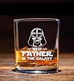 QPTADesignGift Best Father In The Galaxy Whiskey Glass - Star Wars Gift - Darth Vader - Father Whiskey Glass - Father's Day - Birthday Gift For Dad - Uncle - Grandpa From Daughter Son Wife