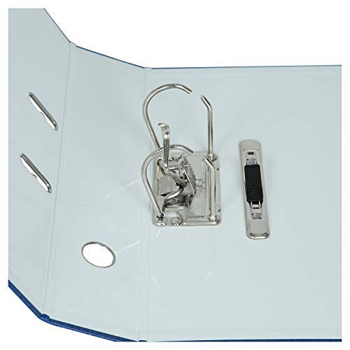 Mahavir Premium – 2D-Aktenordner – Kanzleipapier Größe (216 mm x 343 mm) – 70 mm vernickelter Clip – Vinylbeschichtetes Einbandmaterial und Radoschloss – 2 Stück – (Rot + Blau)
