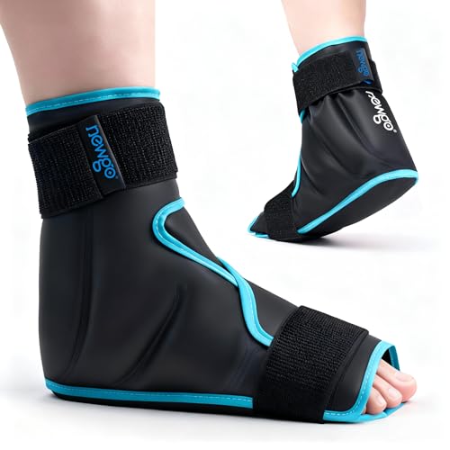 NEWGO Ice Pack Foot Ankle Ice Pack Wrap for Plantar Fasciitis, Foot Surgery Recovery, Hot Cold Therapy Ice Boot for Bunions, Ankle Injury, Swelling, Burning Feet - Black