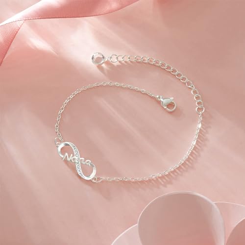 Image of Infinity Heart Bracelets for Daughter Mom Sister Granddaughter Grandma Lovers White Gold Plated Diamond Adjustable Bracelets Best Birthday Mother's day Graduation Gifts, nana