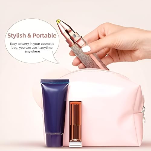 Image of 2-in-1 Portable Eyebrow Trimmer and Facial Hair Remover for Women, Professional Electric Epilator with Built-in LED Light, Painless Precise Eyebrow Shaper for Upper Lip Chin Nose and Body Hair Removal, USB Rechargeable & Travel Friendly Beauty Grooming Kit (Multicolor)
