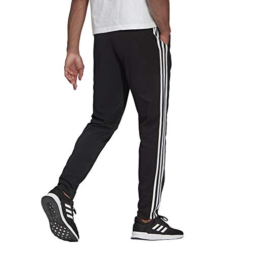 adidas mens Essentials Single Jersey Tapered Open Hem 3-stripes Pants2