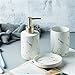 Produktbild Huasheng Schwarz-weißer Marmor Keramik Badezimmer-Zubehör Set Zahnbürstenhalter, Seifenspender, Geschirr Tumbler Haushaltsartikel Lagerung (Farbe : 3pcs White)
