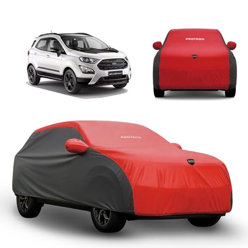 Image of PROTEGO Prime Series India's 1st Anti-Tear Car Cover for Ford Ecosport | Heavy-Duty, Custom Fit, All Weather Protection | 100% Waterproof, Windproof & Hail Resistant | 2-Year Warranty | Red + Black