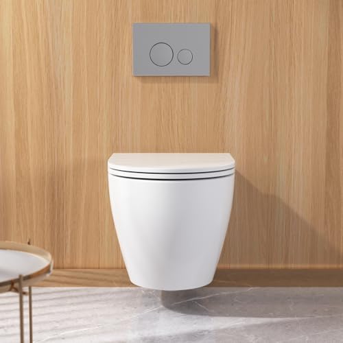 Conjunto de inodoro montado en pared DeerValley con tanque oculto y descarga dual 1.1/1.6 GPF con botón de presión blanco