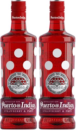 Puerto de Indias – Edicion Especial Feria – Ginebra de Fresa Premium – Strawberry Premium Gin – 70 cl – 37.5º (Paquete de 2)
