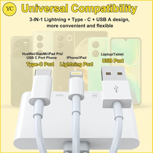 Image of 5-in-1 Memory Card Reader with USB-C & USB-A Connectors, SD & Micro SD Card Adapter with USB OTG Support for Phones Tablets Laptops Cameras, Plug & Play Photo Video Transfer Hub