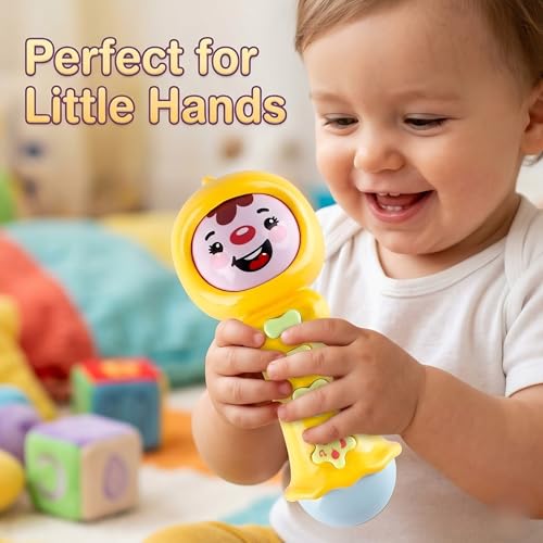 Image of Crackles Baby Rattle Toy with Changeable Face Expressions & Sound | Musical Infant Toys with Lights & Buttons | Early Learning Sensory Toy for Babies & Toddlers (Battery Operated, 2 AA Not Included)