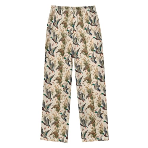 Plant Flying Mallard Ducks Lounge Pajama Pants Soft PJ Bottoms for Sleepwear Ages 6-14 Years2