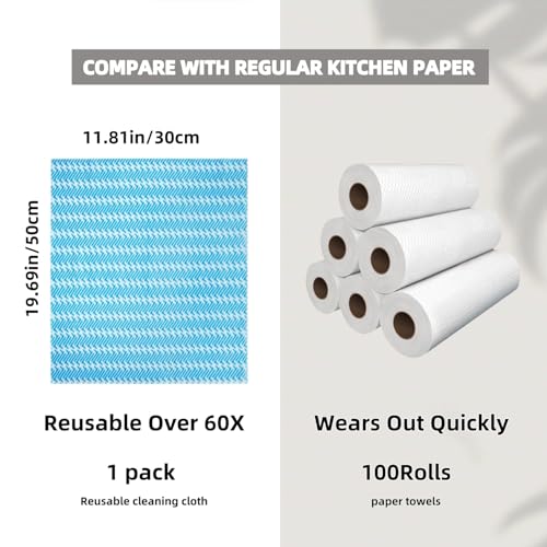 Image of Disposable Cleaning Cloths Dry Handi Wipes Reusable Cloths Multi Purpose Washing Cloth Blue Dish Towels Dish Cloths for Kitchen Disposable Rags, Durable Soft and Dry Quickly 100 Count