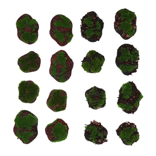 OSALADI Moss Rocks Decorative 16pcs Simulated Stone Ornaments for Micro Landscape DIY