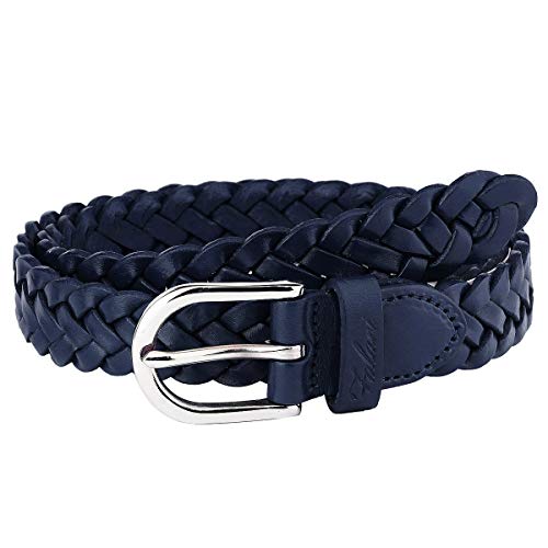 Falari Women's Leather Braided Belt Stainless Steel Buckle2