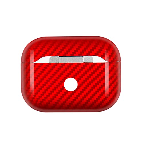 Monocarbon Red Carbon Fiber Case For Airpods Pro, Genuine Carbon Fiber Cover For Airpods Pro Charging Box Ultra Slim Strong Protection.(Glossy Red) #TOP7