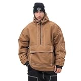 Verstellbare Baggy-Passform: Moderne Baggy-Silhouette mit angeschlossenem Kapuzen-Kordelzug, verstellbarem Saum-Kordelzug, elastischen Klettbündchen und Anorak-Half-Reißverschluss vorne. Genießen Sie eine anpassbare, windblockierende Passform in dieser winddichten Snowboardjacke.