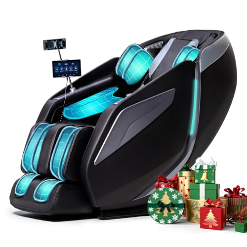 RelaxRelife Full Body Zero Gravity Massage Chair with Body Scan 4D Intelligent Shiatsu Strecth Massage, Back/Leg Heated with AI Voice Control Bluetooth Speaker Airbags SL Track Massage Black