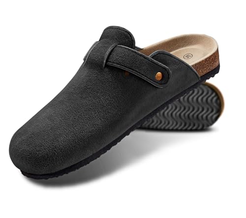 Image of KEMISANT Men Clogs-Comfortable Suede Mules Slippers Sandals Nurse Potato Shoes Unisex-Cushioned Cork-Footbed