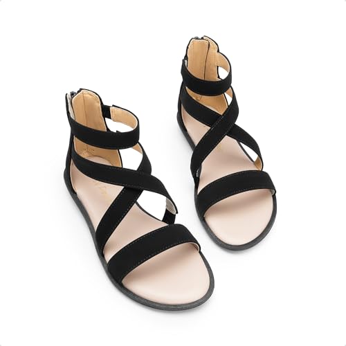 Image of DREAM PAIRS Girls Gladiator Sandals with Zipper Strappy Sandals Toddler /Little Kid /Big Kid