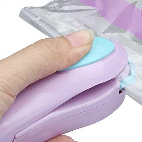 UpdateClassic Portable Mini Sealing Household Machine, Handheld Heat Bag Sealer, Mini Heat Bag Sealer Sealing Machine Hand Pressure Heat Sealing Machine for Airtight Food Storage Saver (Purple, 2pcs) - Thumbnail 4