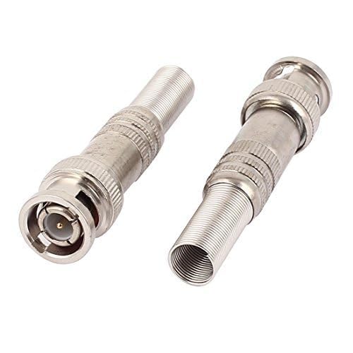 Image of MX BNC Male Connector - Full Metal with Spring, Durable Coaxial Adapter for CCTV, RF, Video & Audio Connections Silver Plated, 10-Pack