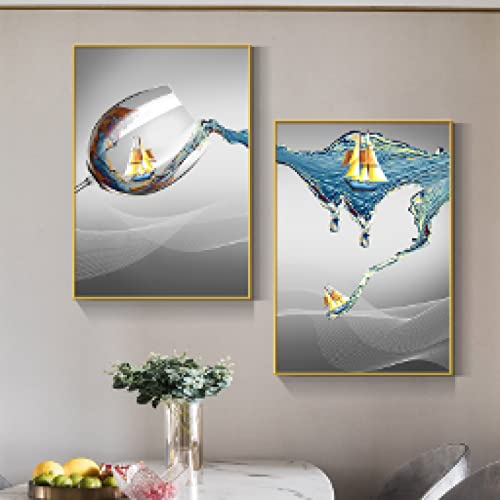 Voilier Doré De Luxe affiche murale 40x50cm peinture sur toile bistrot
