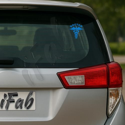Image of Doctor Stickers for Car - Doctor Logo Reflector Decal Sticker for Cars, Waterproof Stickers, Size 10 x 9.5cm (Pack of 2) (Blue)