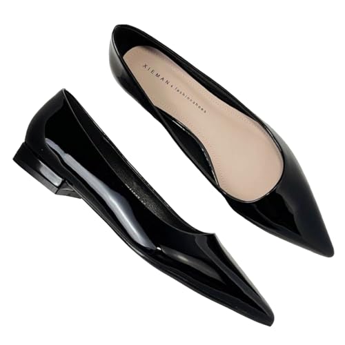 Women's Patent Leather Pointed Toe Flats Slip On Casual Work Dressy Flat Shoes Comfortable Ballet Flats