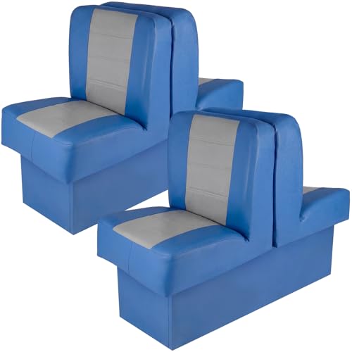 CrystalSylara 2 Sets Back to Back Boat Seat Covers Replacement Boat Lounge Seat Covers Waterproof Polyvinyl Chloride for Protector Boats Seats Deluxe Back-to-Back Lounge Seats Cover (Blue Grey)