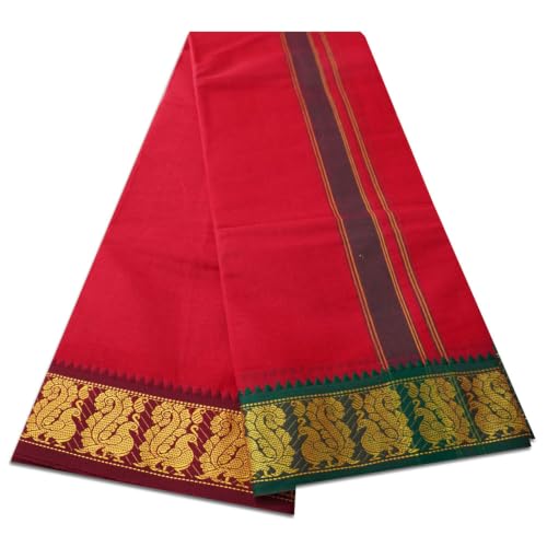 Image of vimayam pure cotton 3 inch border colour dhoti 9X5(Assorted Border design and colours)