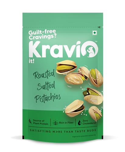Kravio Premium Roasted Salted Pistachios 200g | Zero Cholesterol ...