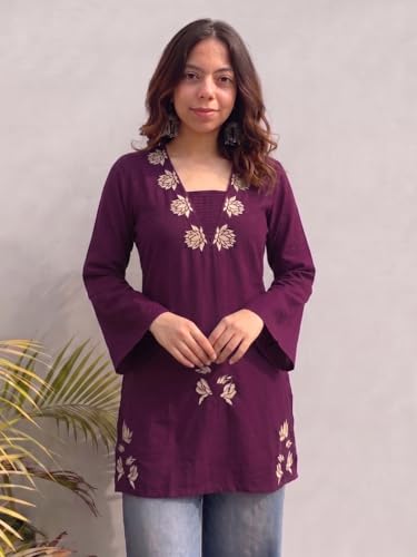 Image of ANNI Designer Cotton Short Kurti for Women | Stylish Kurti | Short Kurti Top | Casual Kurta for Women | Comfortable Cotton Kurtis for Womens