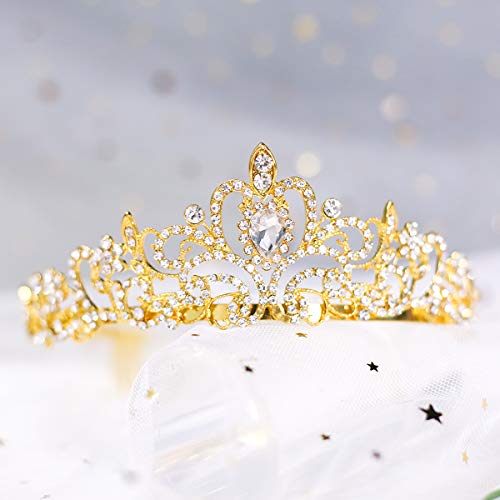 Makone Crystal Queen Crowns And Tiaras With Comb Headband For Women And Girls, Princess Crowns Hair Accessories For Wedding Birthday Halloween Costume Cosplay (02 Gold) #TOP2