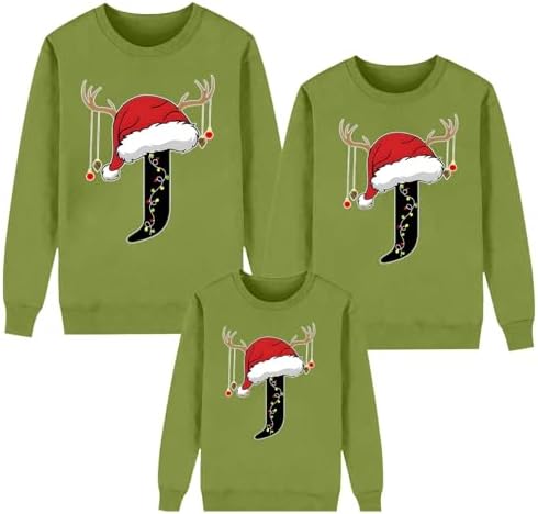 Matching Family Christmas Sweatshirts, Long Sleeve Xmas Letter Print Pullover Shirts Funny Holiday Tops 2024