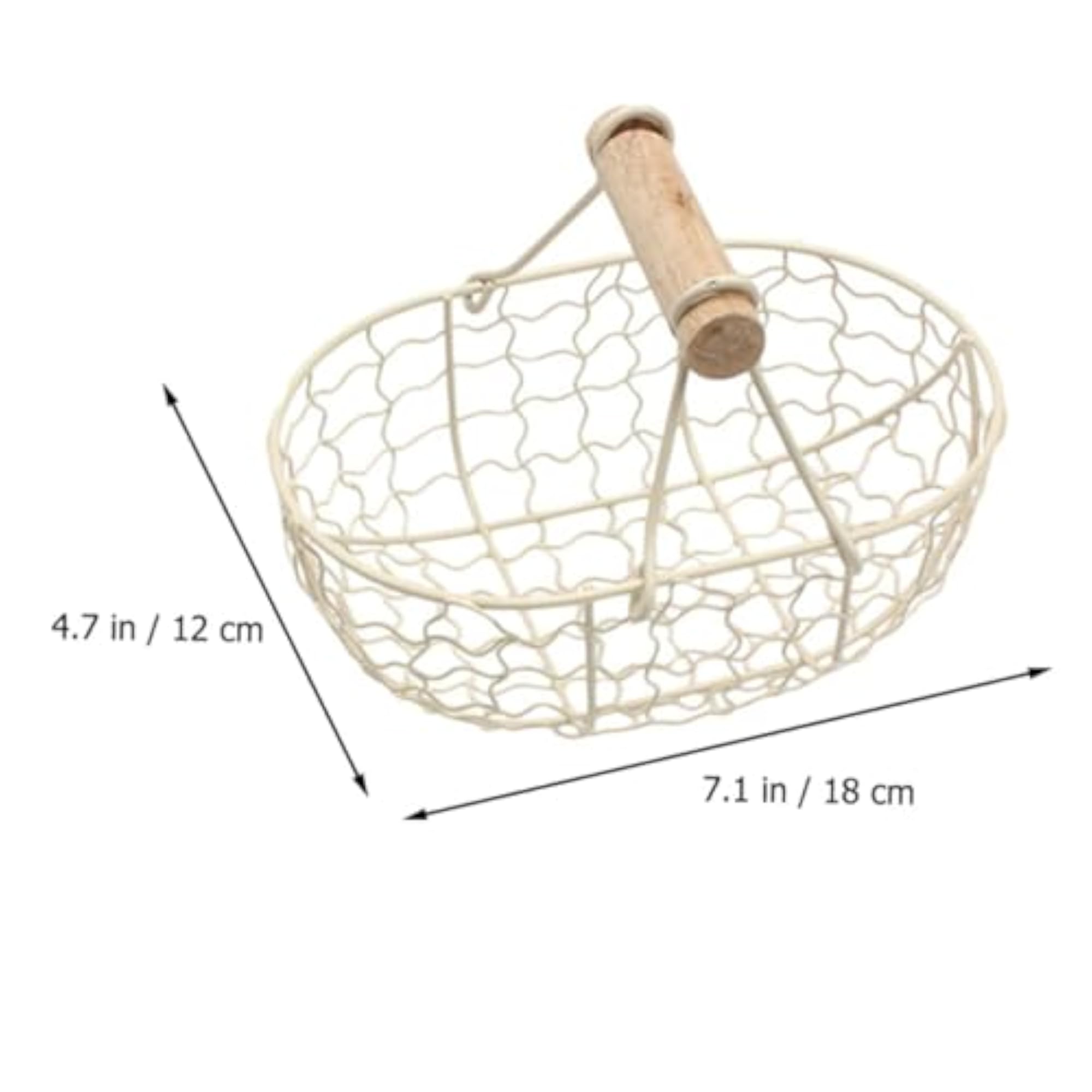 Vintage Iron Fruit Baskets with Wooden Handles