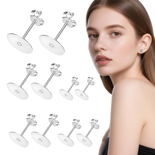 GNALIA - GNALIA Attache Boucles D'Oreilles 10 Pièces Embouts + 10 Pièces Tiges Argent 925, Fermoirs 3-8Mm Hypoallergéniques Diy Création Bijoux