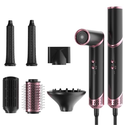 Airstyler 6 in 1, Hairstyler Mit 110000 U/Min Haartrockner, Warmluftbürste Haarstyler Set, Föhnbürste, Lockenstab automatisch