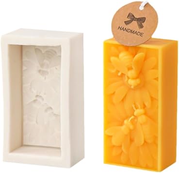 Honeycomb Bumble Bee Candle Mold Honeybee Picking Flower Silicone Mold for Soap Soy Wax Epoxy Resin DIY Handcraft Weeding Party Dinner Ornaments Home Decoration Small