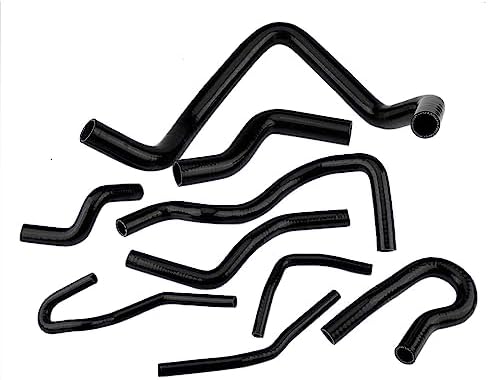 9pcs Silicone Auto Radiator Hose Kit, Coolant Pipe Car Radiator Hoses for D15 D16 SOHC EG/EK 1992-2000 (Black)